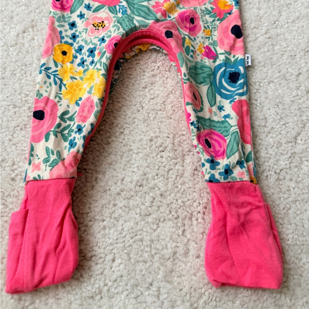 Little Sleepies Pink Floral Kids Zipper Convertible One Piece - size Newborn - Picture 7 of 14